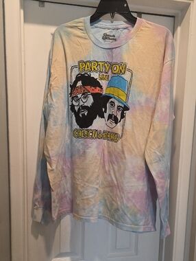 Cheech & Chong "Party On" Tie-Dye Long Sleeve Tee - Pastel